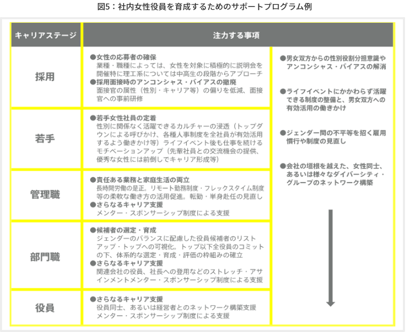 図5　社内女性役員を育成するためのサポートプログラム例